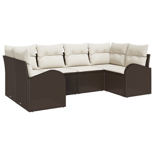 vidaXL Ensemble de 6 Canapés de Jardin avec Coussins Marron Poly Rotin