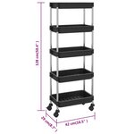 vidaXL Chariot de cuisine 5 niveaux Noir 42x29x128 cm Fer et ABS