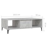 vidaXL Table basse gris béton 103 5x60x35 cm bois d'ingénierie