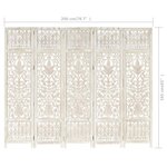 vidaXL Cloison de séparation 5 panneaux Blanc 200x165 cm Bois manguier