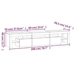 vidaXL Meuble TV avec lumières LED Noir 200x36 5x40 cm