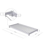 Lit simple TEENY 90 x 200 naturel et blanc