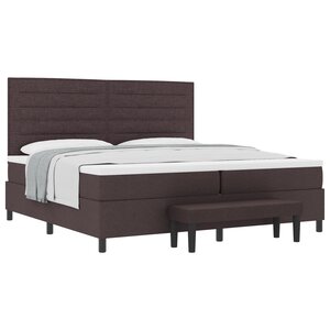 vidaXL Lit à ressorts avec matelas et banc brun foncé 200x200 cm tissu