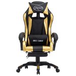 Chaise fauteuil siège pivotante de bureau informatique étude de jeux vidéo avec repose-pied Doré et similicuir or 02_0024218