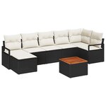 Ensemble de Canapés de Jardin vidaXL 8 pièces avec Coussins Noir Poly Rotin Acacia