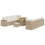 vidaXL Ensemble de Sofa de Jardin 11 Pièces avec Coussins Beige Poly Rattan Acacia
