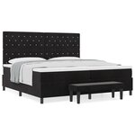 vidaXL Lit à Sommier à Ressorts avec Matelas et Banc  Noir 200x200 cm Velours