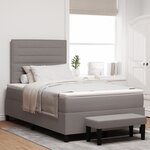 vidaXL Lit à Sommier avec Matelas & Banc Taupe 120x200 cm Tissu