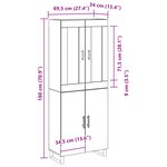 vidaXL Buffet en chêne noir 69.5x34x180 cm en bois d'ingénierie