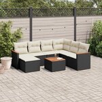 vidaXL Salon de jardin 8 Pièces avec coussins noir résine tressée