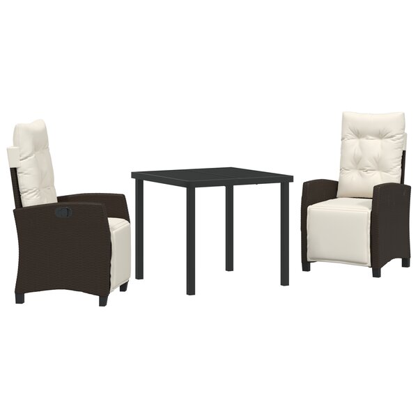 vidaXL Ensemble de salle à manger de jardin 3 pièces en poly rattan marron