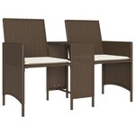 vidaXL Canapé de jardin 2 places avec table et tabourets marron rotin