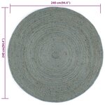 vidaXL Tapis fait à la main Jute Rond 240 cm Vert olive