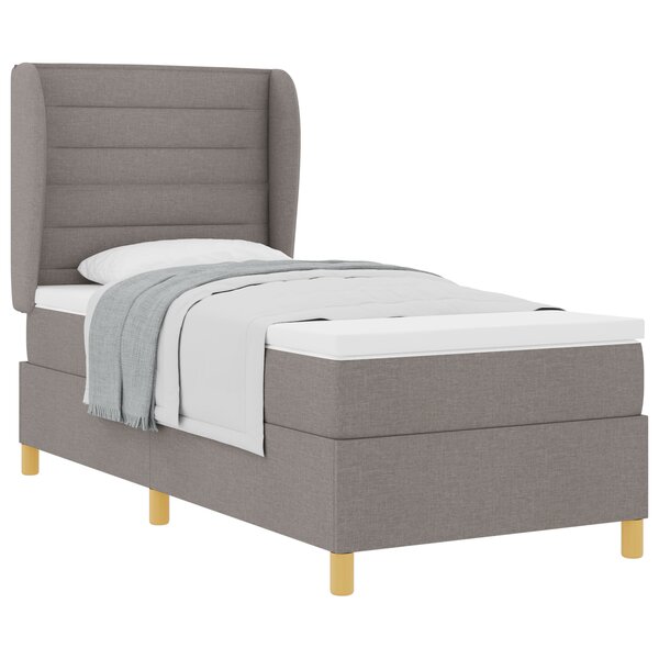 Lit Box Spring vidaXL avec Matelas Taupe 90x200 cm en Tissu
