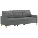 vidaXL Canapé 3 places avec oreillers gris foncé 180 cm tissu