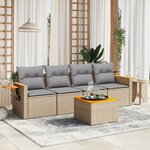vidaXL Salon de jardin avec coussins 5 Pièces beige résine tressée
