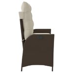 vidaXL Banc inclinable de jardin avec coussins marron résine tressée