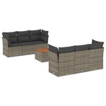 vidaXL Salon de jardin avec coussins 7 Pièces gris résine tressée