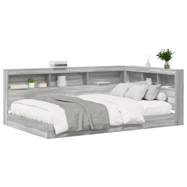 vidaXL Lit bibliothèque gris Sonoma 120x200 cm en bois d'ingénierie