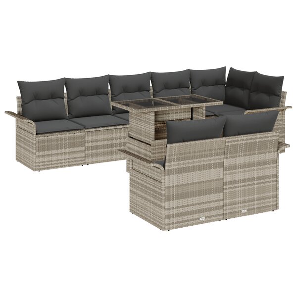 Ensemble de Canapé de Jardin vidaXL 9 pièces avec Coussins en Poly Rattan Gris Clair