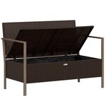 vidaXL Banc de jardin à 2 places avec coussins Marron Résine tressée