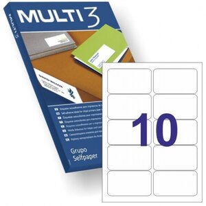 Multi3 Pack de 1 000 étiquettes permanentes 99 1x57 mm - Bords émoussés - 100 feuilles x 10 étiquettes - Couleur blanche