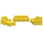 vidaXL Ensemble de canapés 4 Pièces avec coussins Jaune clair Tissu