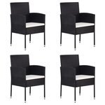 vidaXL Chaises de jardin coussins blanc crème 4Pièces noir résine tressée