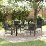 vidaXL Ensemble de Salle à Manger de Jardin de 5 Pièces avec Coussins en Rattan Poly Gris