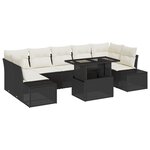 vidaXL Ensemble de canapés jardin 8 pièces avec coussins Noir Poly Rattan