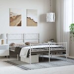 vidaXL Cadre de lit métal sans matelas et pied de lit blanc 135x190 cm