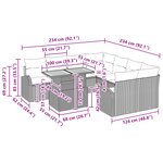 vidaXL Ensemble de Salle à Manger de Jardin en 9 pièces avec Coussins Noir Poly Rattan Acacia