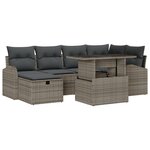 Ensemble de 7 Canapés de Jardin avec Coussins Gris Poly Rattan