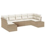 vidaXL Set de canapé de jardin en 7 pièces avec coussins beige poly raton