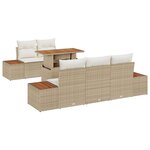 vidaXL Canapé de Jardin 6 Pièces avec Coussins Beige en Rattan Poly