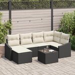 vidaXL Ensemble de Salle à Manger de Jardin de 6 Pièces avec Coussins en Rotin Brun
