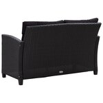 vidaXL Ensemble à dîner de jardin coussins noirs 3 Pièces Résine tressée