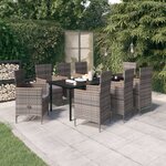 vidaXL Ensemble de salle à manger de jardin avec coussins 9 Pièces Gris