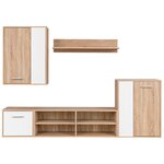 vidaXL Ensemble de meuble TV de 5 pièces en bois d'ingénierie blanc et chêne sonoma