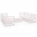 Salon de jardin meuble d'extérieur ensemble de mobilier 7 pièces blanc bois de pin massif 02_0017353