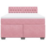 vidaXL Sommier à lattes de lit avec matelas Rose 160x200 cm Velours