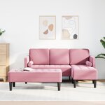 Canapé de jardin vidaXL avec banc et coussins en velours rose