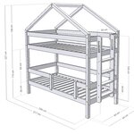 Lits cabane superposés KILI 90 x 200 gris