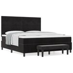 vidaXL Lit à ressort avec matelas et banc Noir 180x200 cm Velours