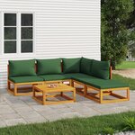 vidaXL Salon de jardin 6 Pièces avec coussins vert bois massif