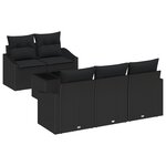 vidaXL Canapé de Jardin 6 Pièces avec Coussins en Poly Rattan Noir