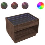 vidaXL Table basse avec LED infini chêne marron 70x50x50 cm