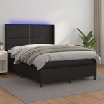 vidaXL Sommier à lattes de lit matelas LED Noir 140x200cm Similicuir