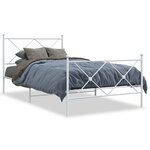 vidaXL Cadre de lit métal sans matelas et pied de lit blanc 100x190 cm