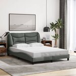 vidaXL Cadre de lit sans matelas gris foncé 140x190 cm tissu